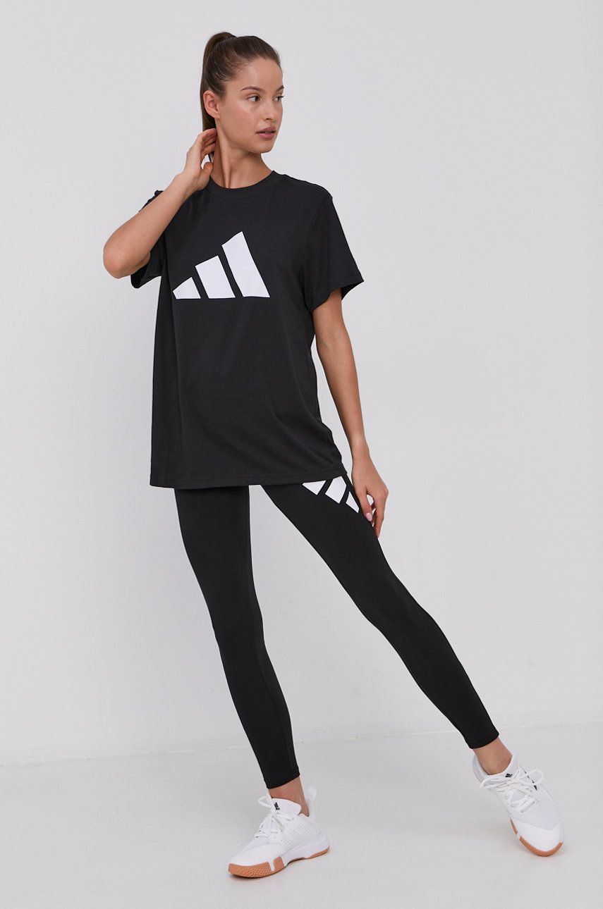 Adidas Performance Colanti femei, culoarea negru, cu imprimeu