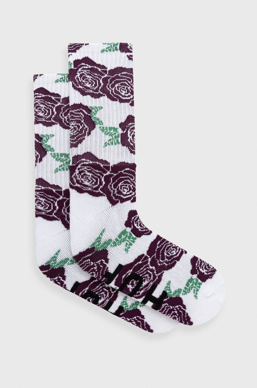 Ponožky HUF dámské, bílá barva - bílá -  55% Bavlna