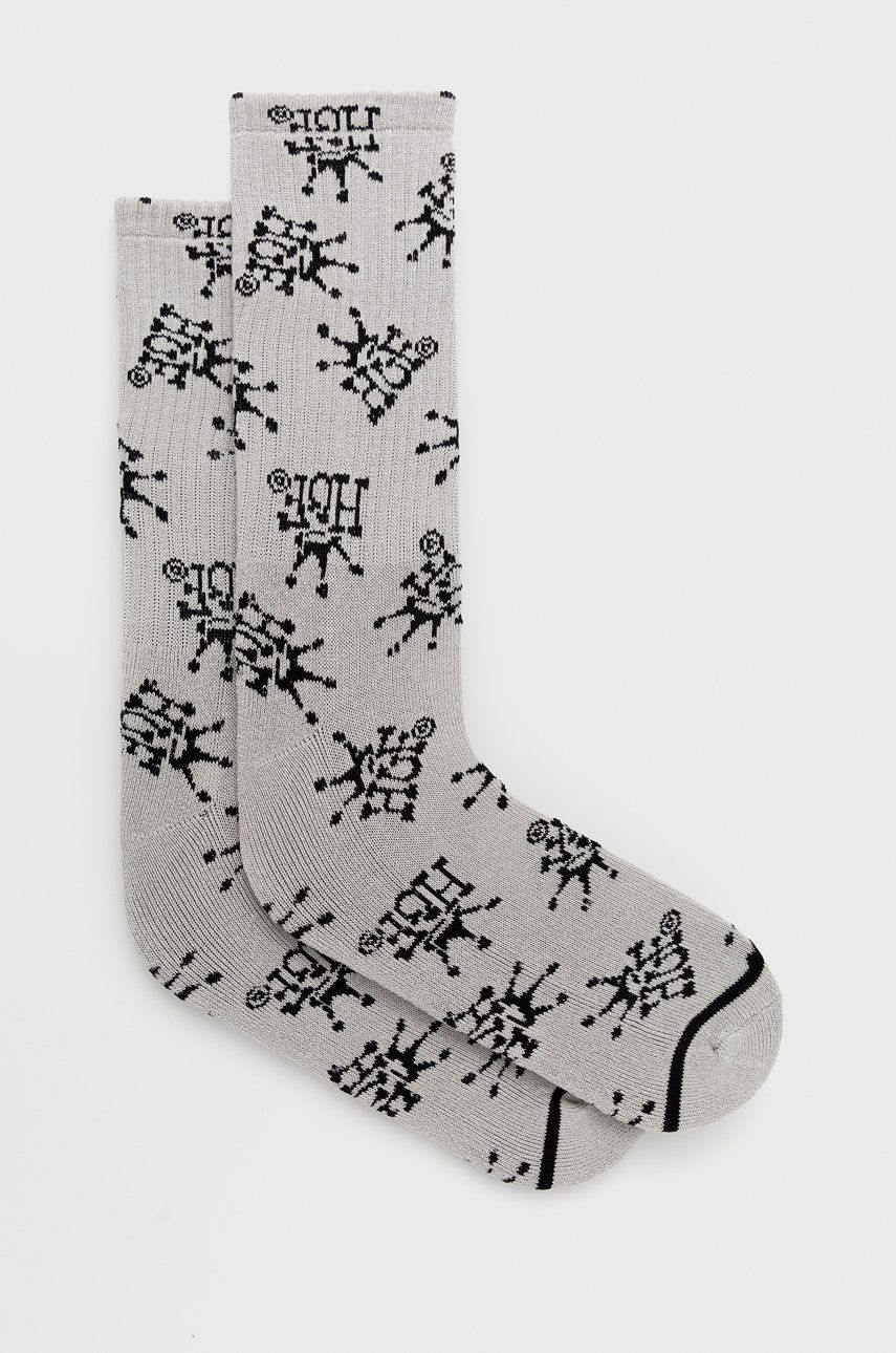 Ponožky HUF dámské, šedá barva - šedá -  55% Bavlna