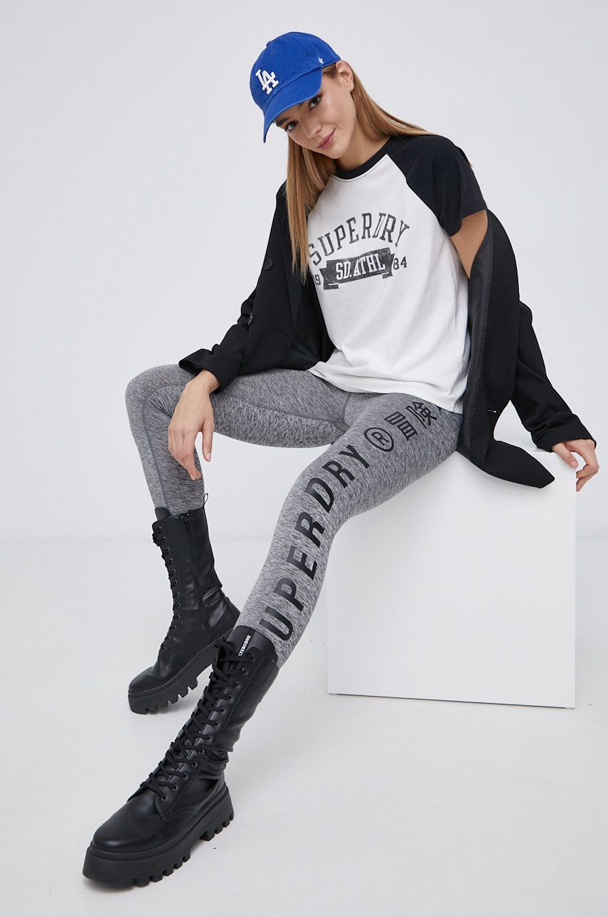 Superdry Colanți femei, culoarea gri, melanj answear.ro imagine megaplaza.ro