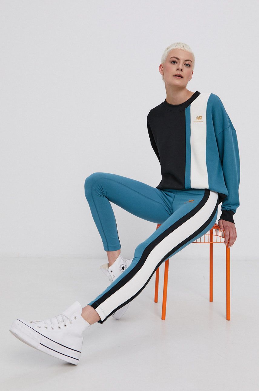 New Balance Legginsy damskie kolor turkusowy z aplikacją