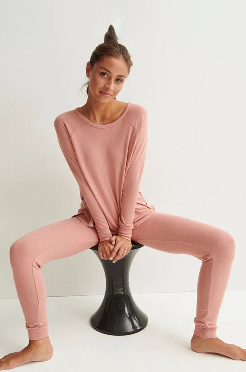 Undiz pantaloni quodiz femei, culoarea roz, material neted