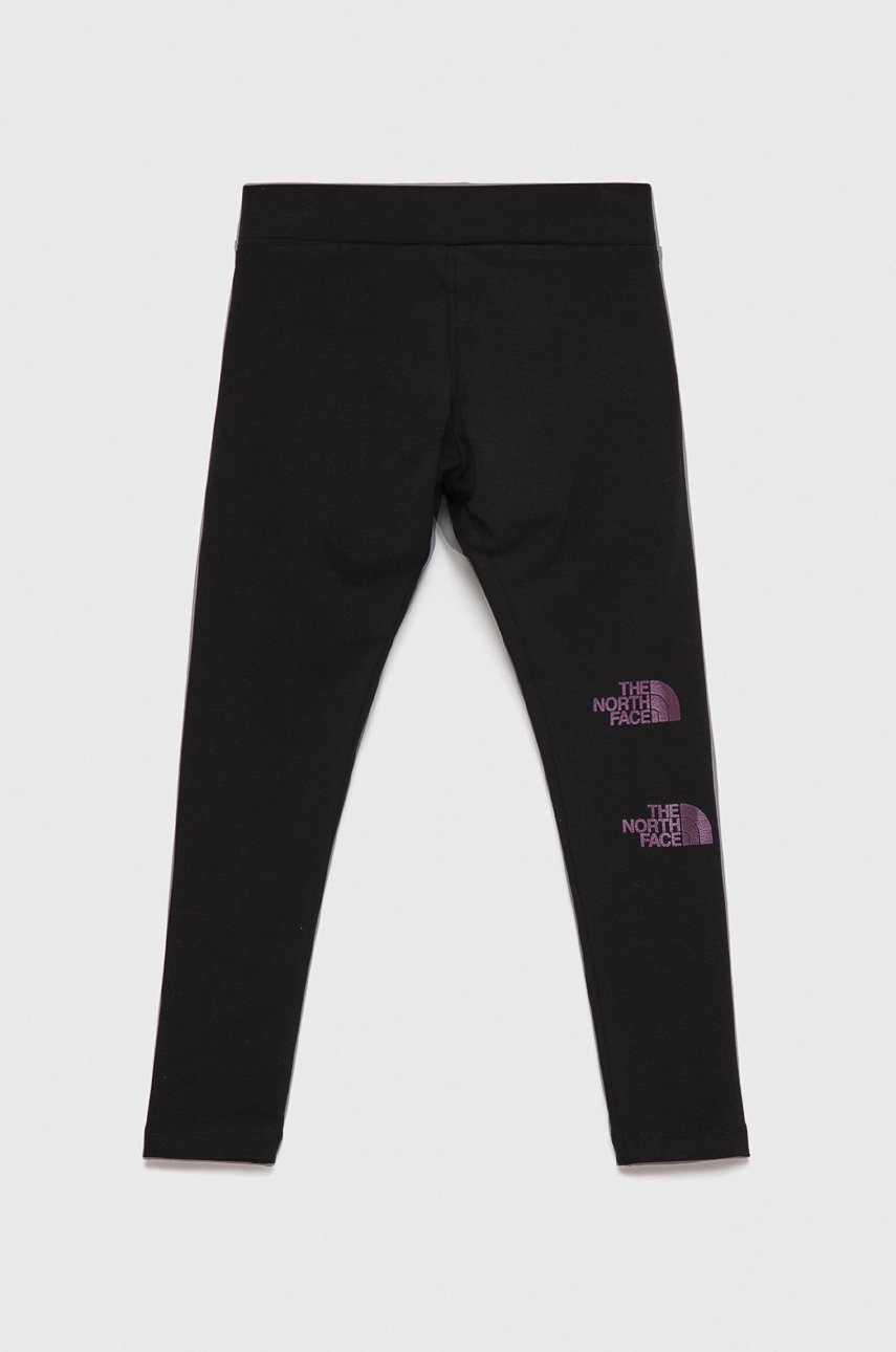 

Детские леггинсы The North Face цвет чёрный с принтом