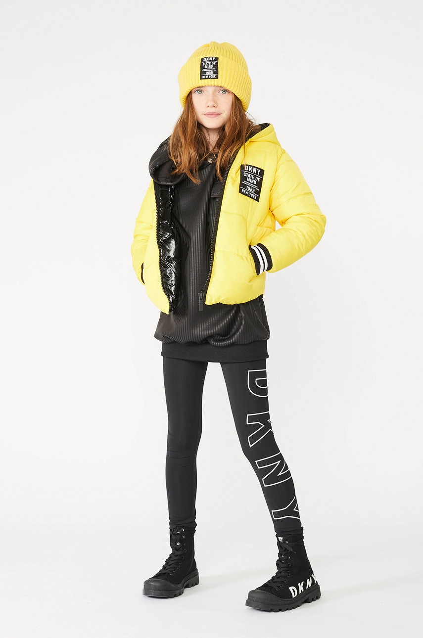 Dkny leggins copii culoarea negru, cu imprimeu