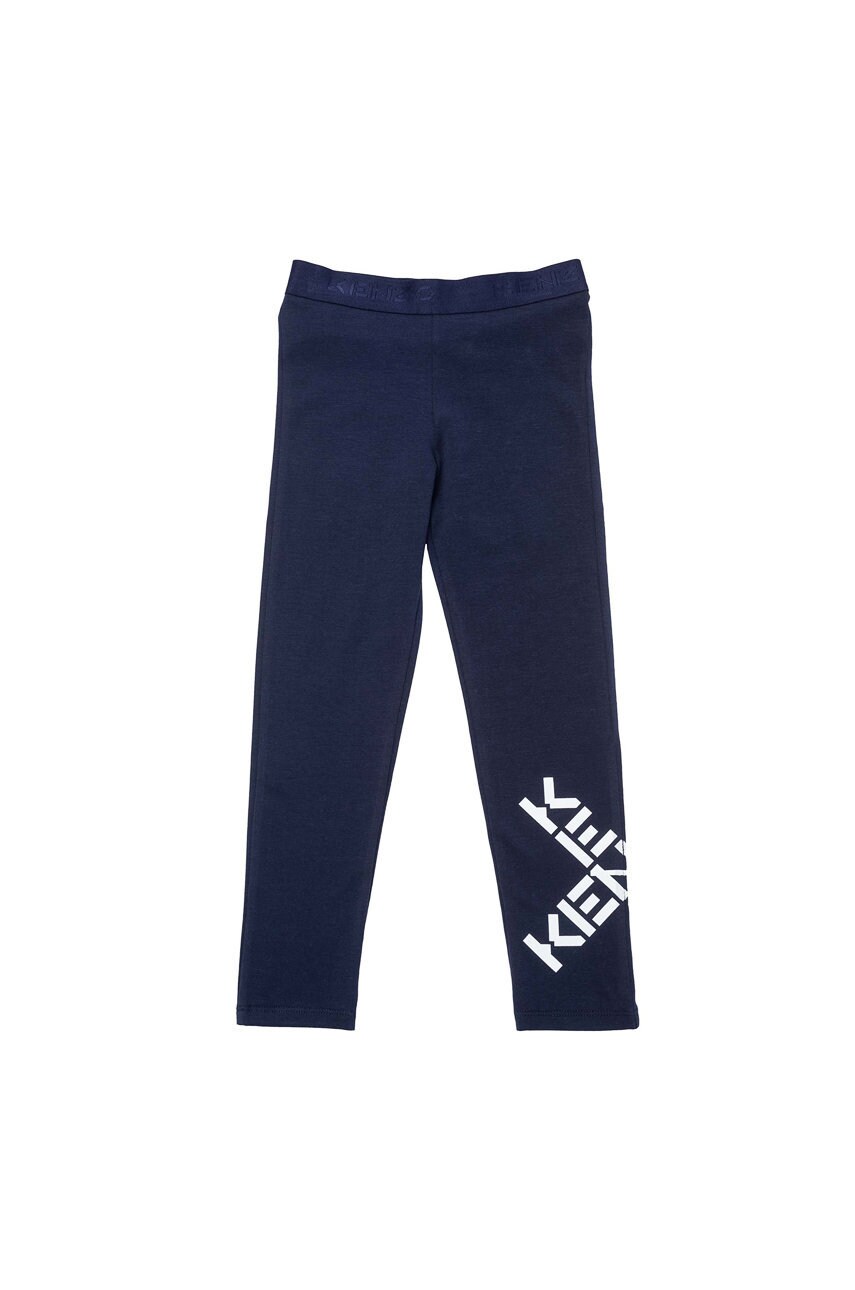 Kenzo kids leggins copii culoarea albastru marin, cu imprimeu