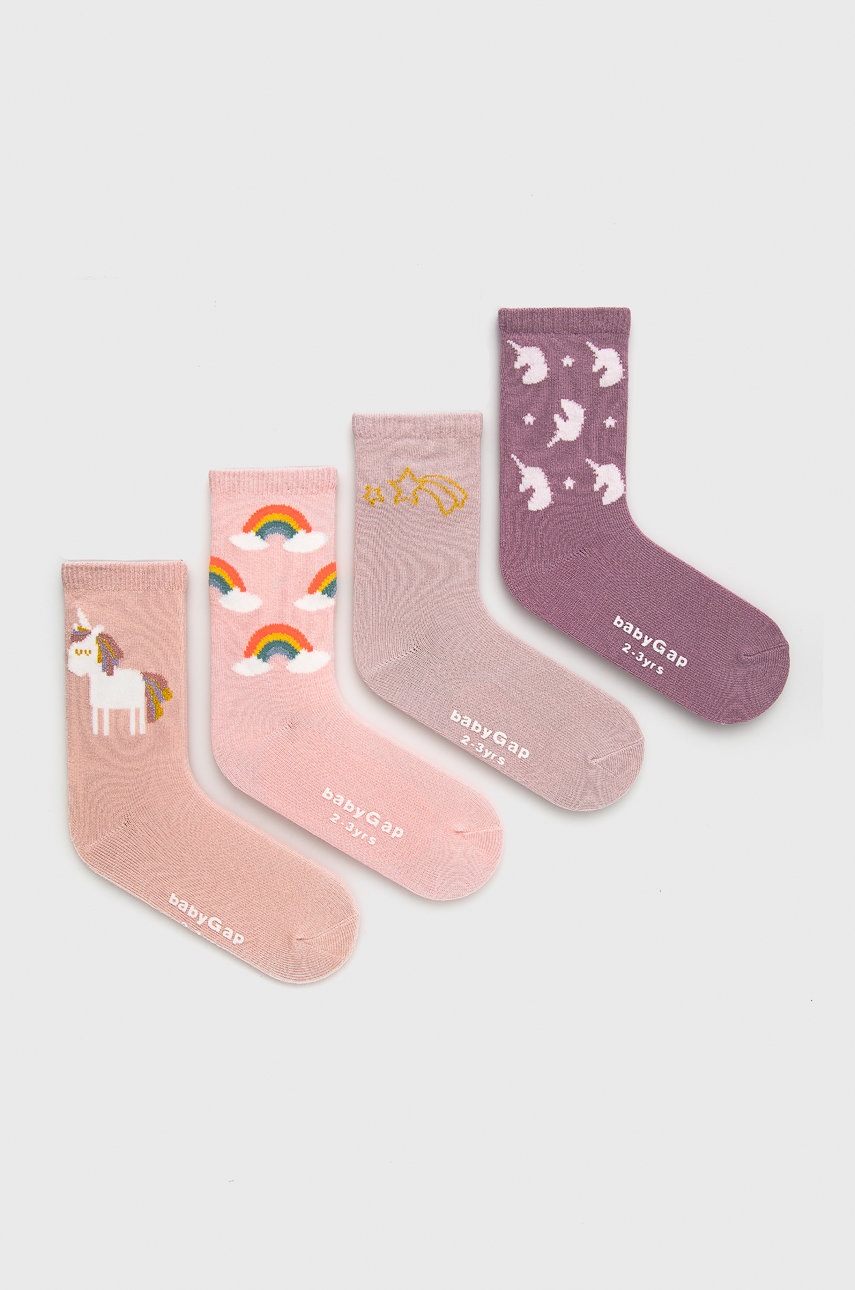 Gap Șosete (4-pack) culoarea roz