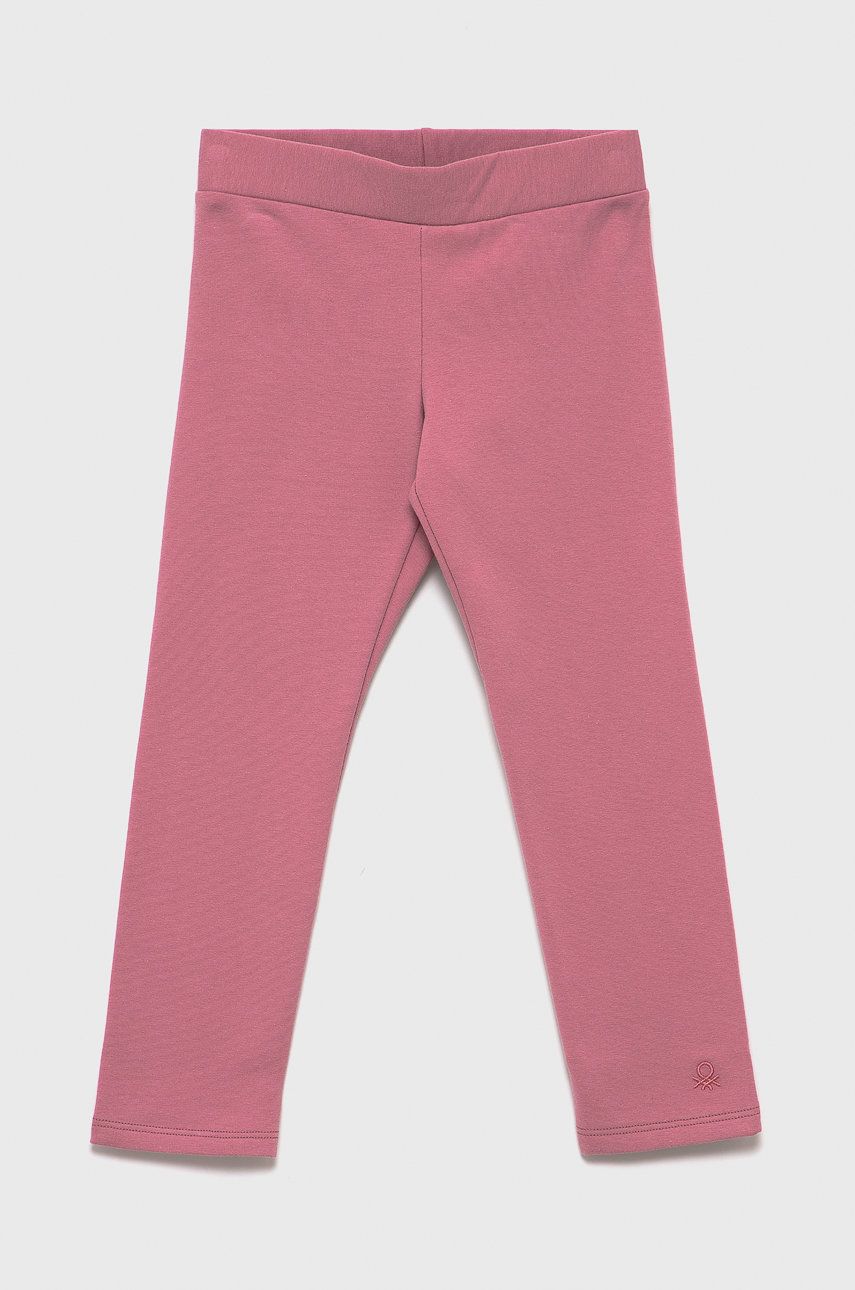 United Colors of Benetton Leggins copii culoarea roz, material neted