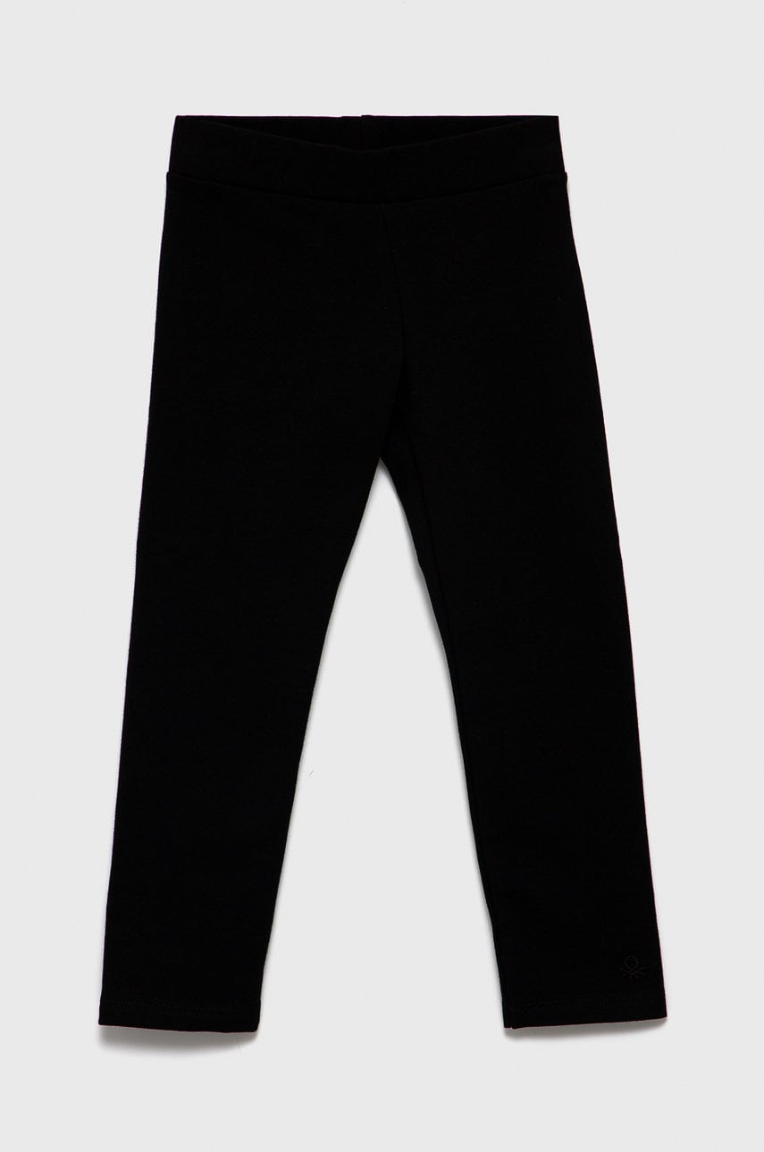United Colors Of Benetton leggins copii culoarea negru, material neted
