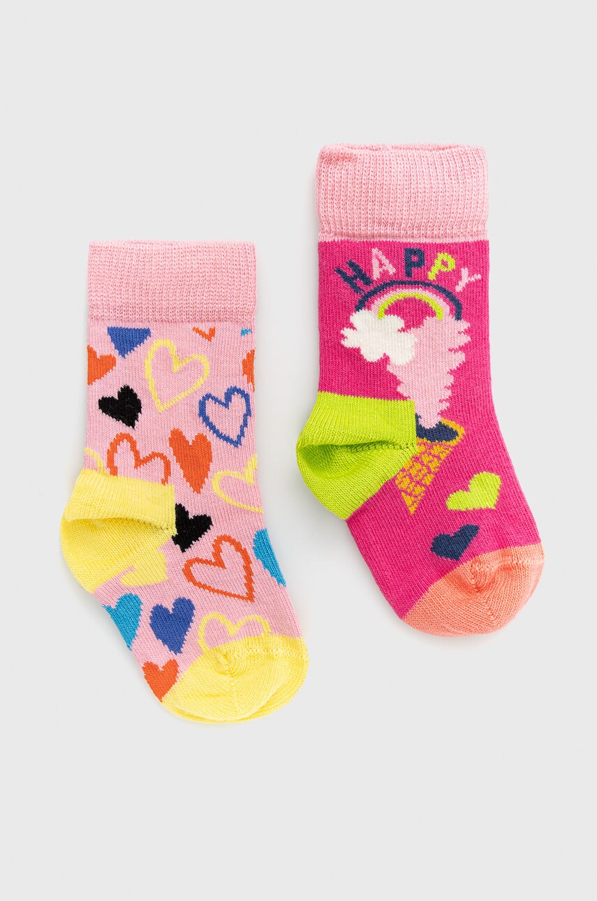 

Happy Socks - Детски чорапи Happy Love (2 чифта), Розов