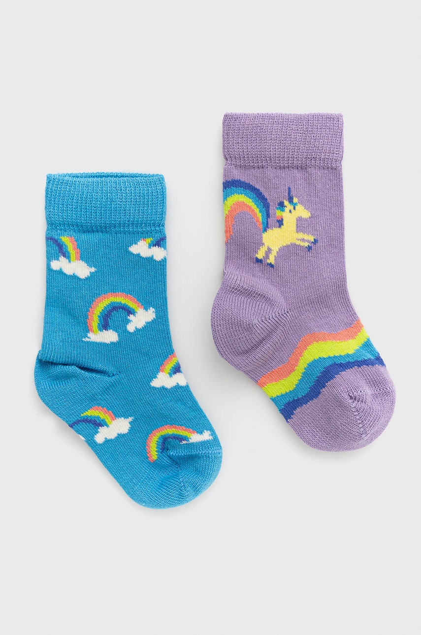 

Детски чорапи Happy Socks Unicorn & Rainbow (2 чифта), Син