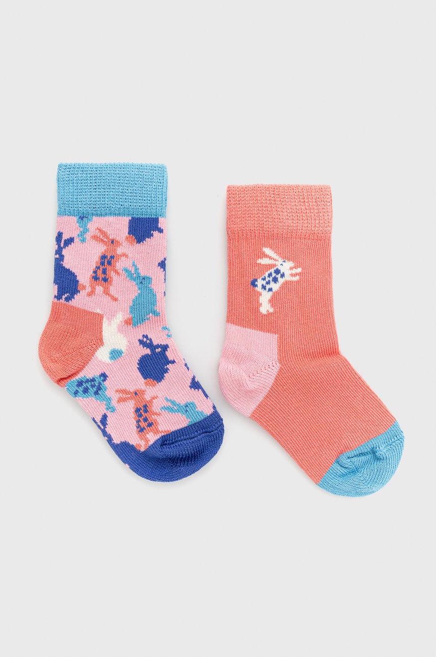 

Детски чорапи Happy Socks Bunny (2 чифта) в розово, Розов