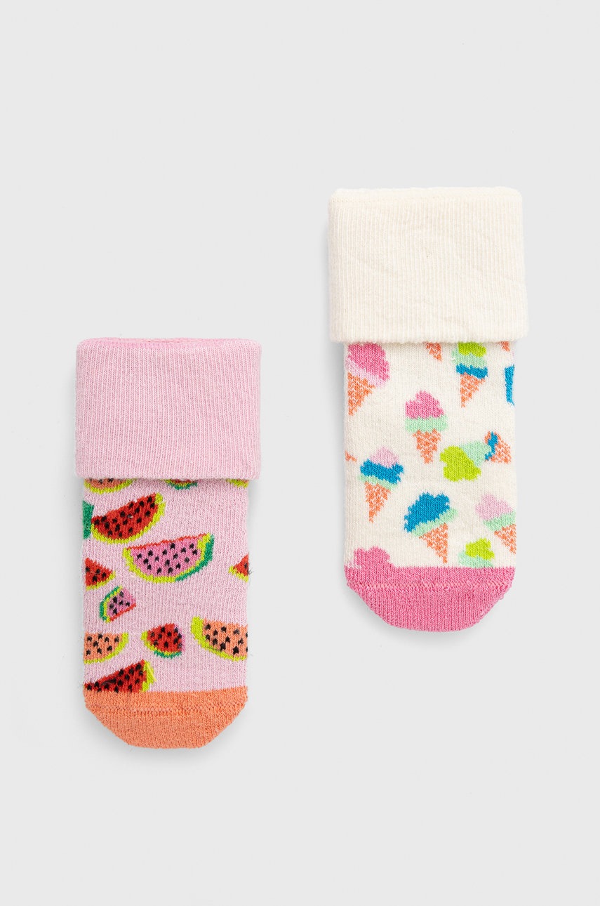 

Детски чорапи Happy Socks Kids Ice Cream Terry (2 чифта) в розово, Розов