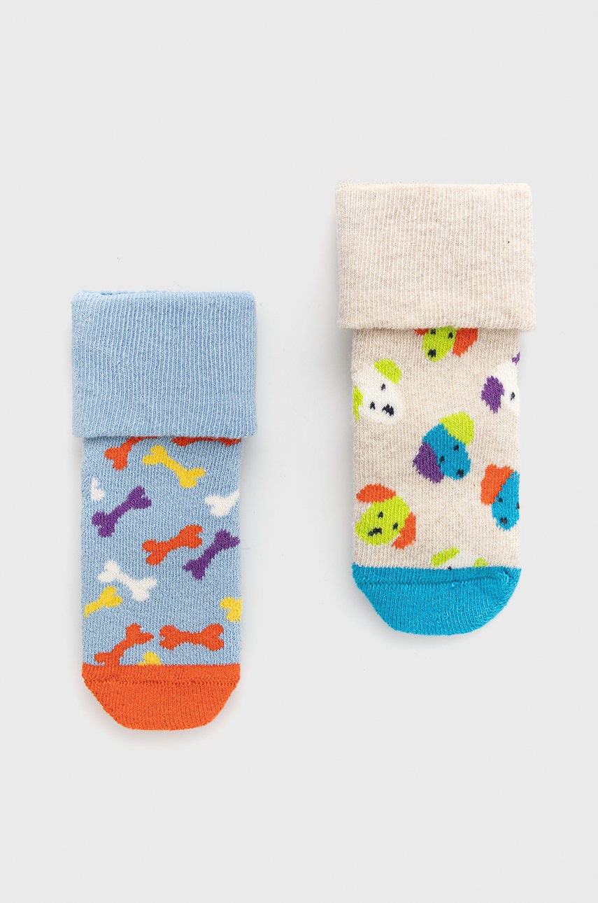 

Детски чорапи Happy Socks Dog Terry (2 чифта) в сиво, Сив
