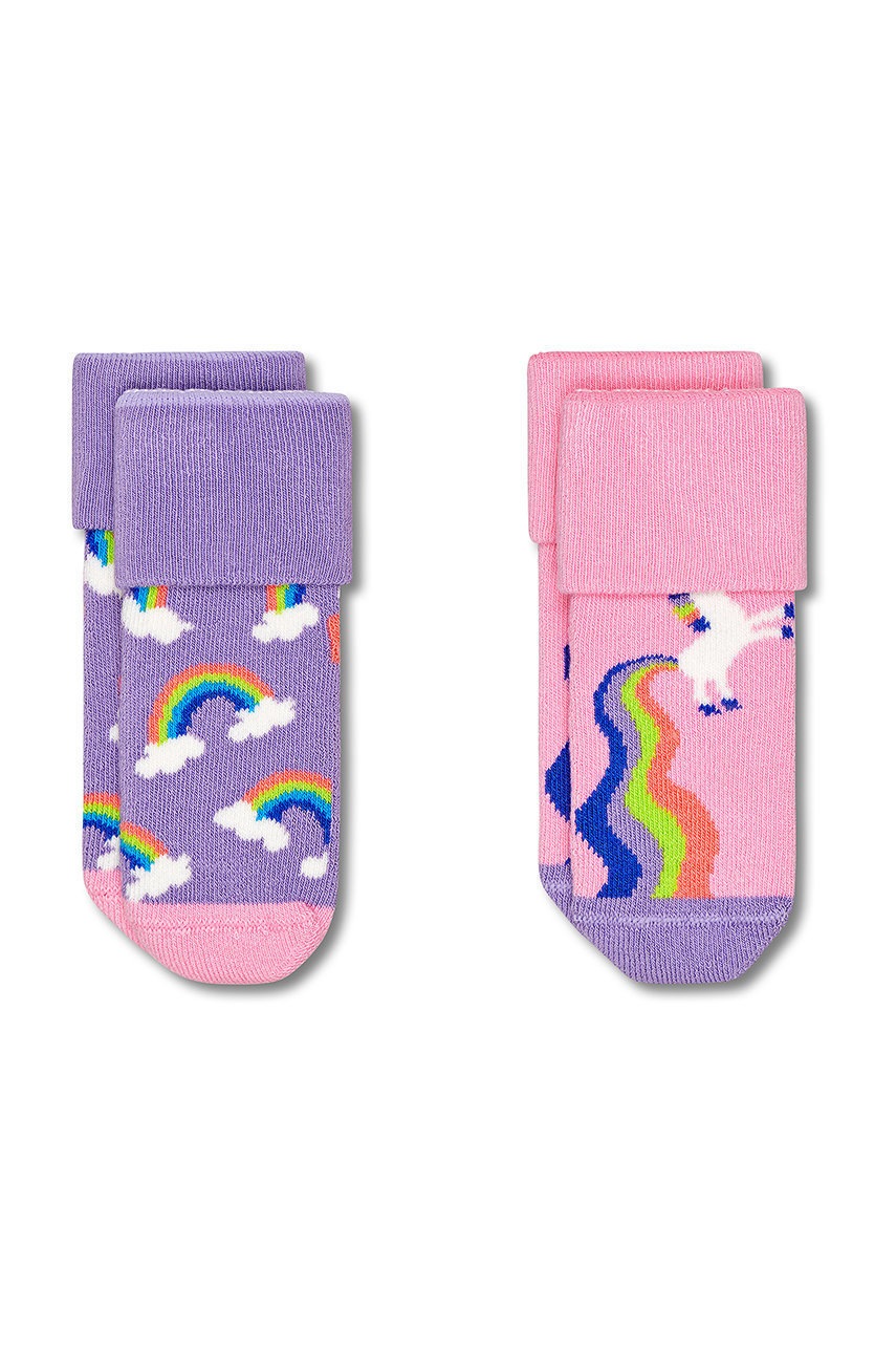 

Happy Socks - Детски чорапи Rainbow & Unicor (2 чифта), Розов