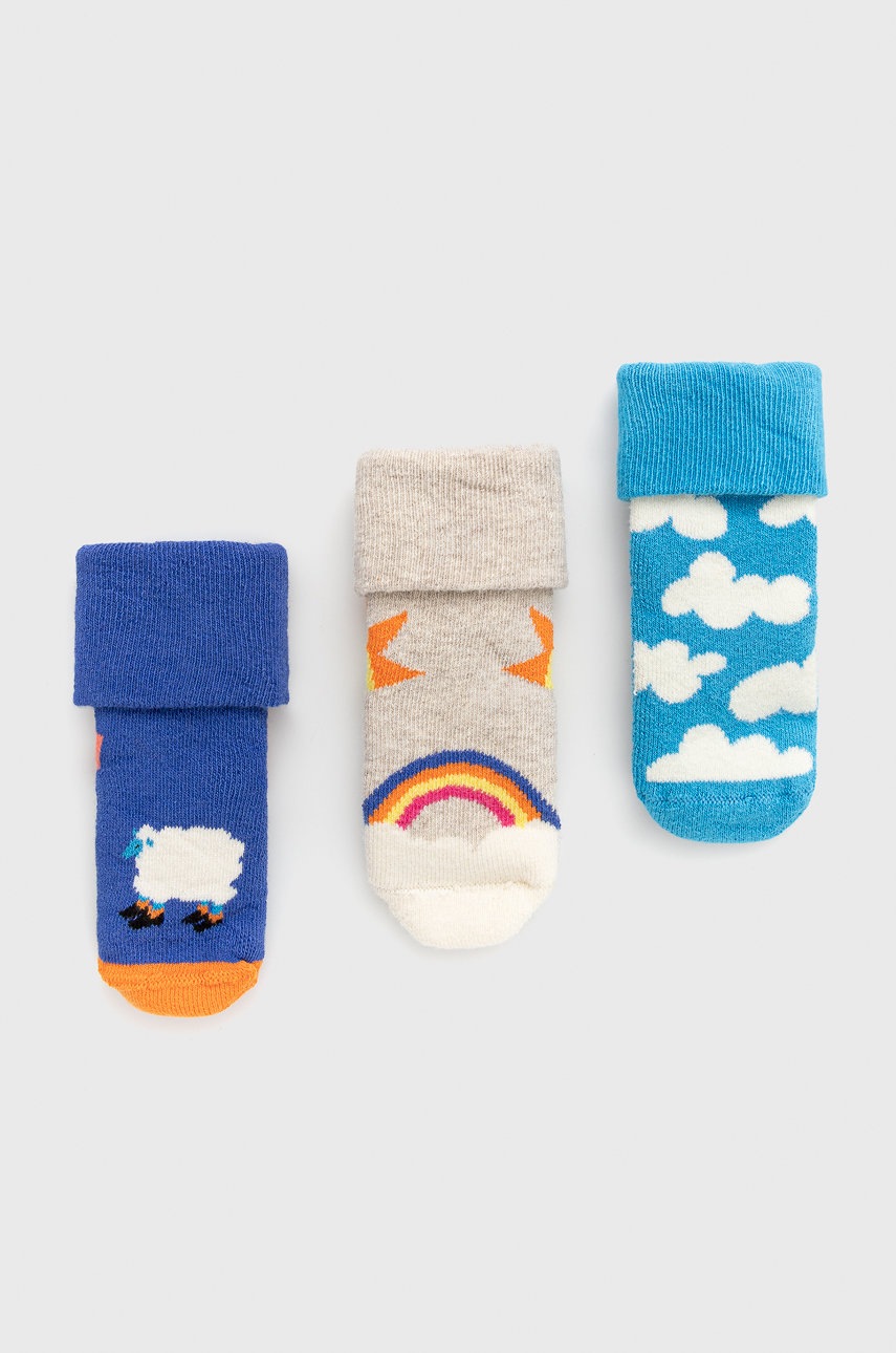 

Happy Socks - Детски чорапи Over The Clouds Terry (3 чифта), Син