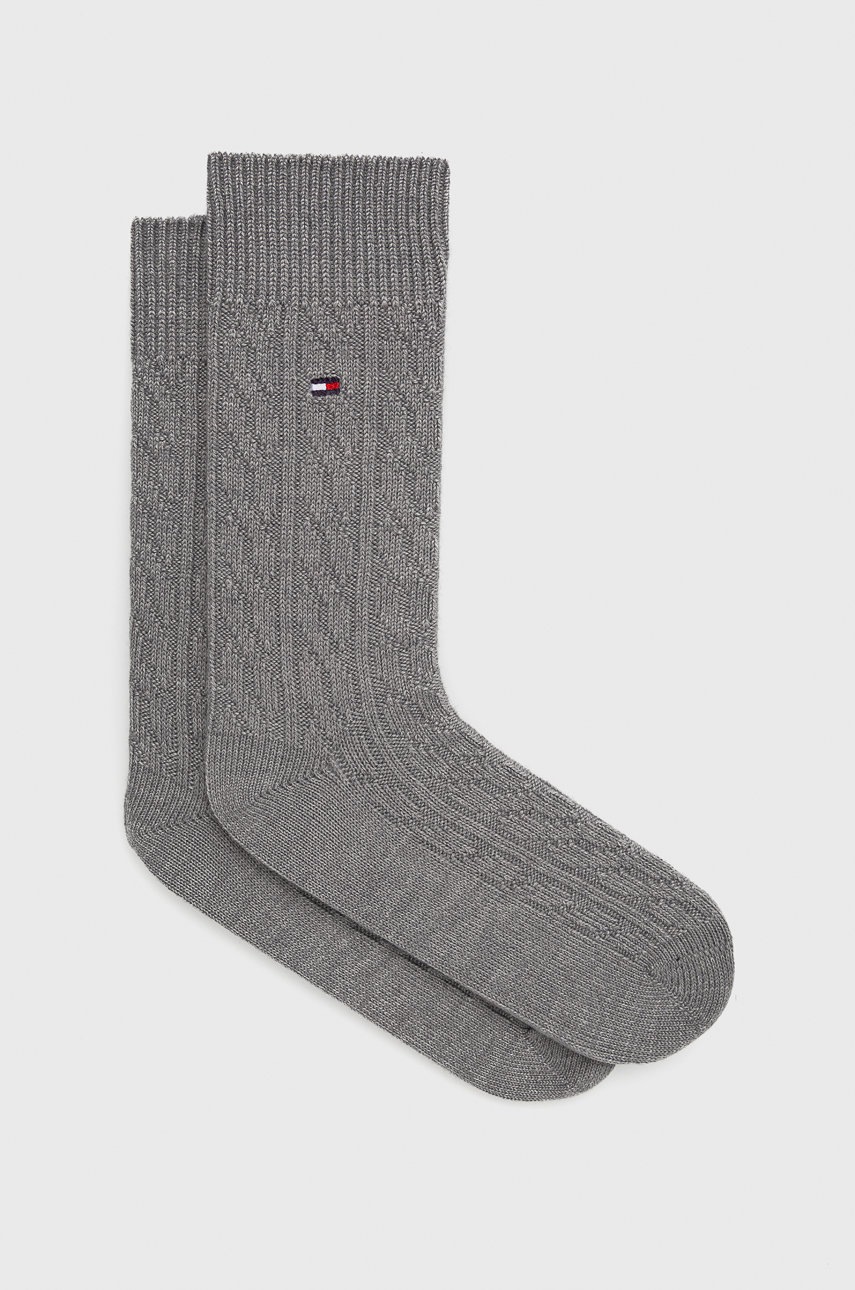 

Чорапи с вълна Tommy Hilfiger в сиво, Сив