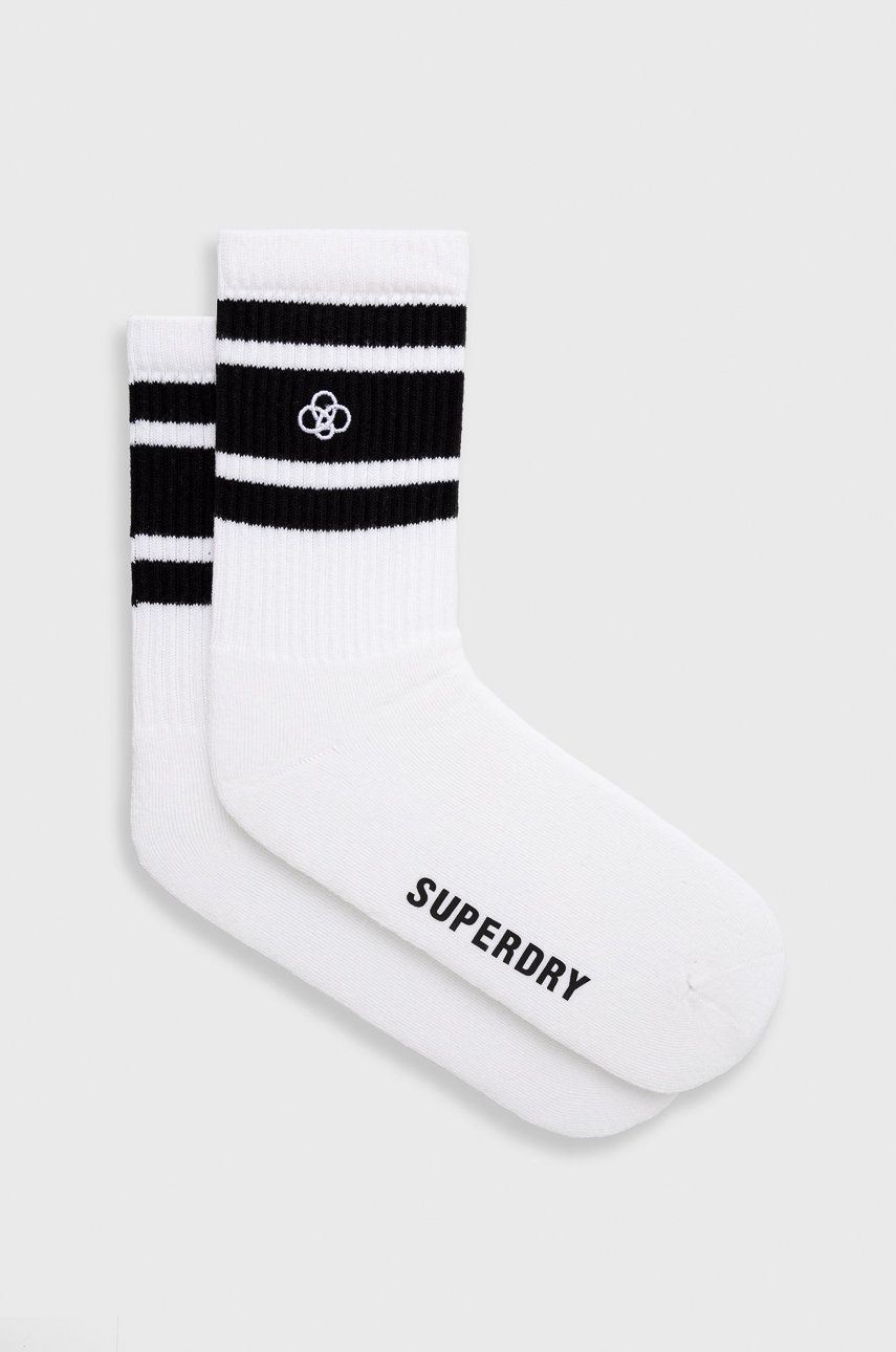 Ponožky Superdry pánské, bílá barva - bílá -  86% Bavlna