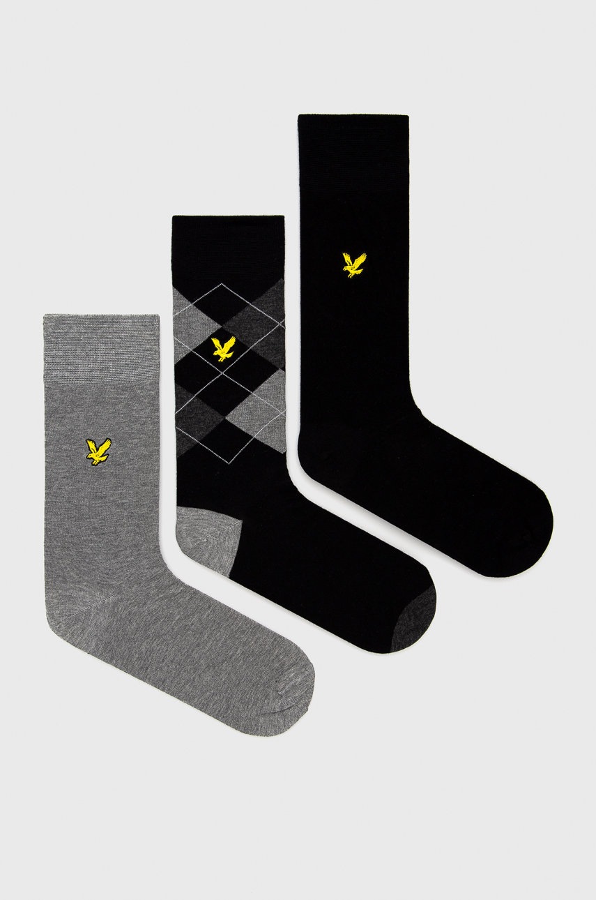 

Чорапи Lyle & Scott (3 чифта) в сиво, Сив