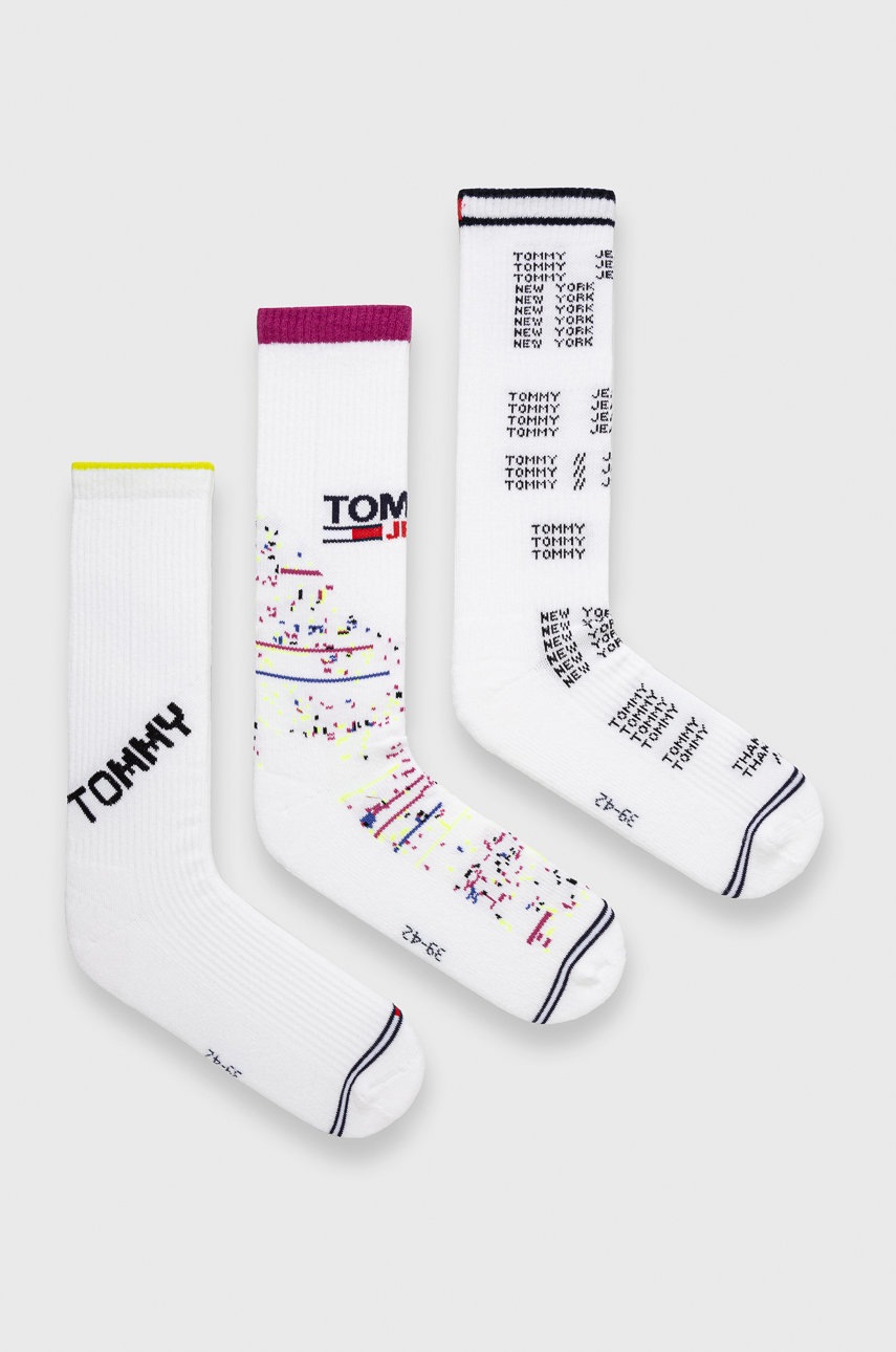 

Чорапи Tommy Jeans в бяло, Бял