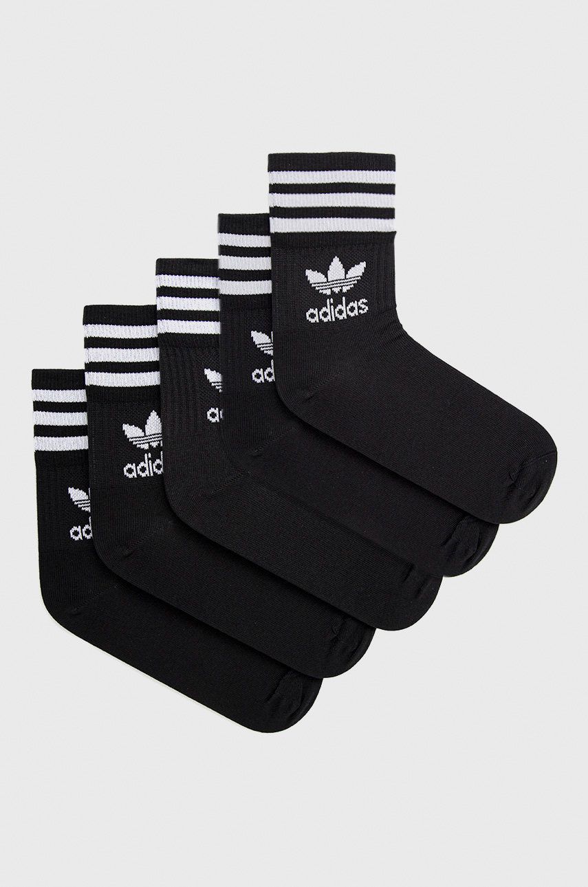 Ponožky adidas Originals (5-Pack) H65459 černá barva, H65459-BLACK - černá -  58% Bavlna