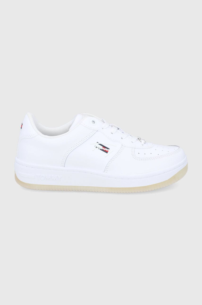 Tommy Jeans Pantofi culoarea alb, cu toc plat answear.ro