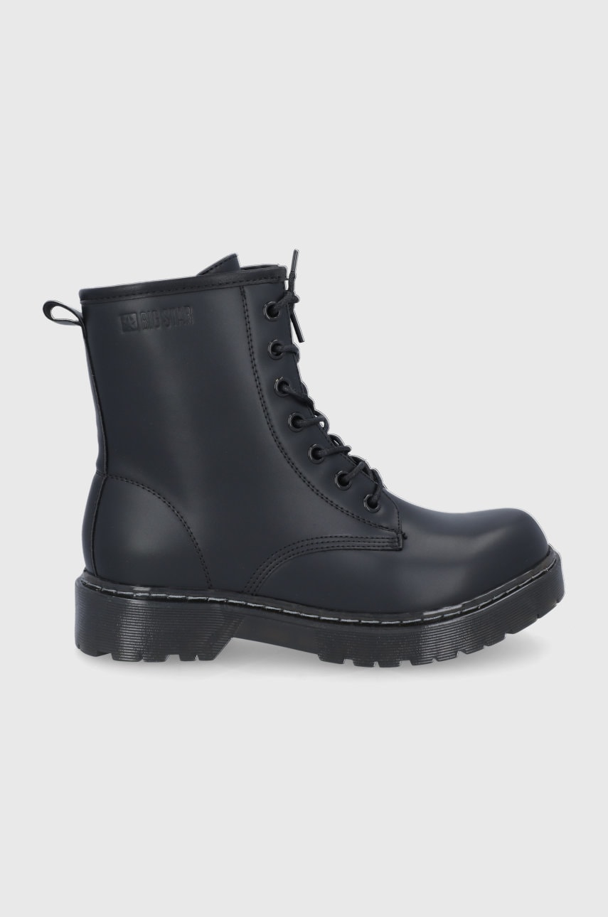 Big star bocanci femei, culoarea negru, cu toc plat, izolare usoara