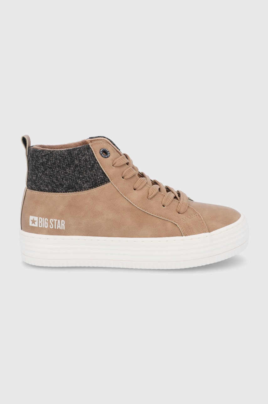 Big star pantofi culoarea maro, cu toc plat