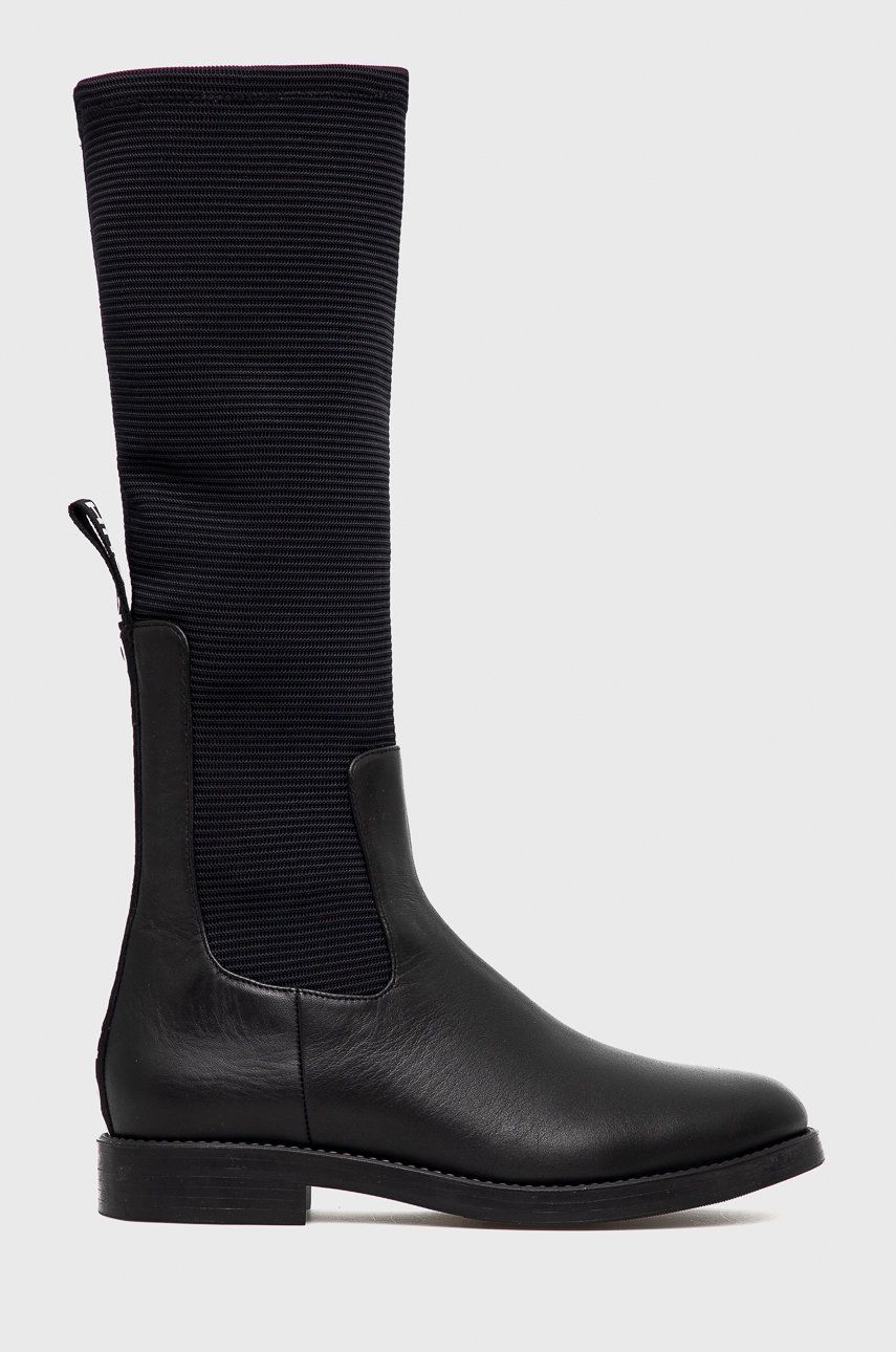 Hugo Cizme femei, culoarea negru, cu toc plat 2023 ❤️ Pret Super answear imagine noua 2022