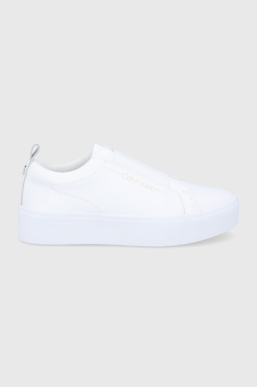 

Кожени обувки Calvin Klein в бяло с платформа, Бял
