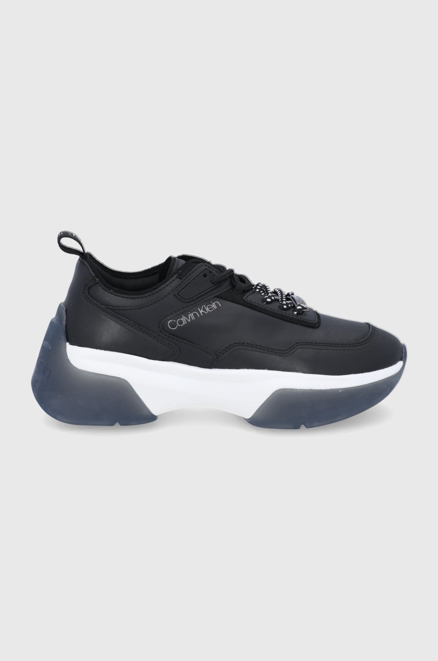 

Кожени обувки Calvin Klein в черно с платформа, Черен