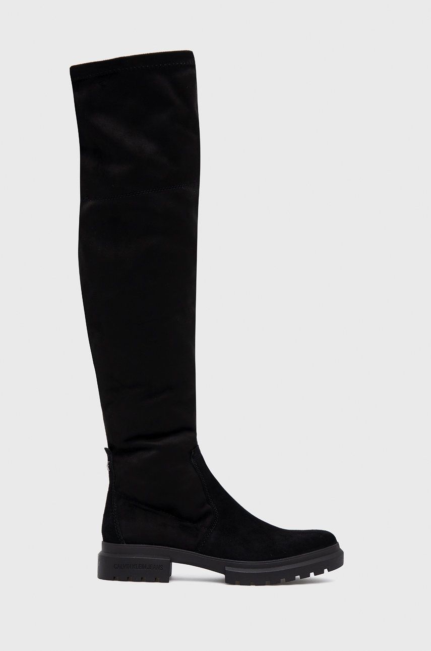 Calvin Klein Jeans Kozaki damskie kolor czarny na platformie