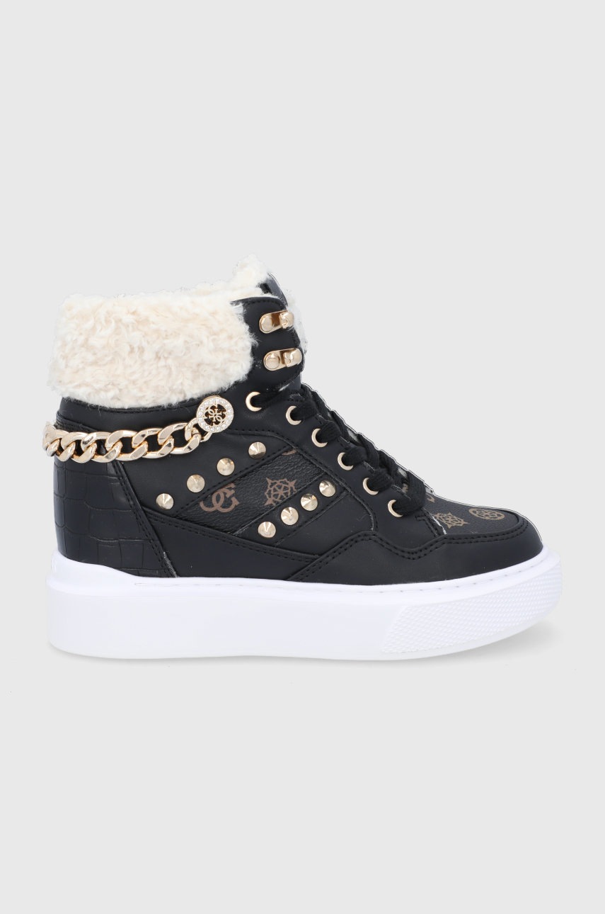 

Обувки Guess в черно със скосена платформа, Черен