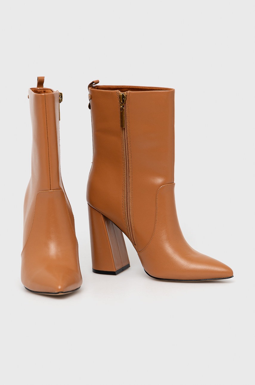 

Кожаные полусапожки Marciano Guess женское цвет коричневый каблук кирпичик