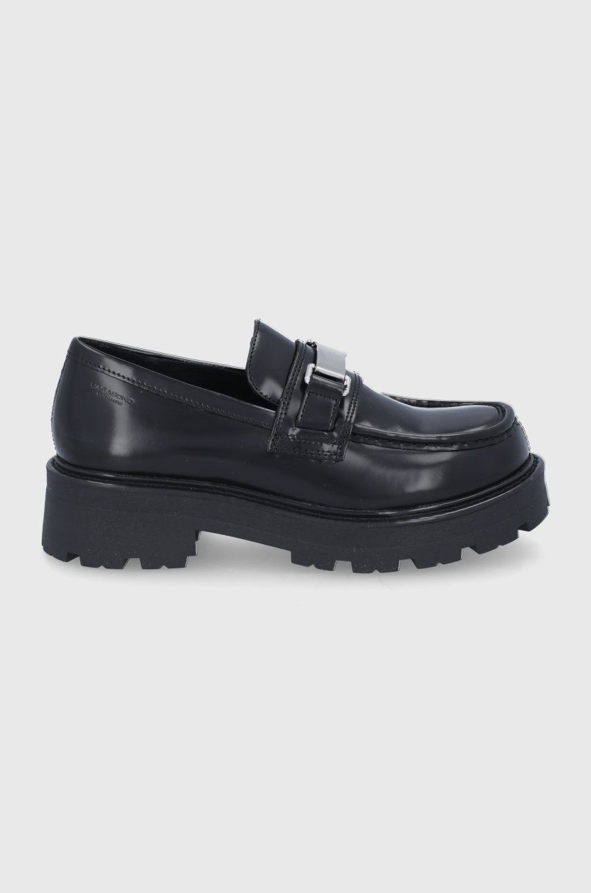 E-shop Kožené mokasíny Vagabond Shoemakers dámské, černá barva, na platformě