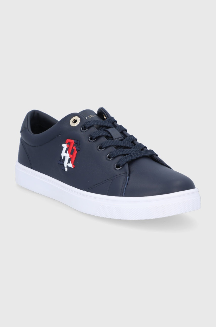 

Шкіряні черевики Tommy Hilfiger колір синій на плоскому ходу