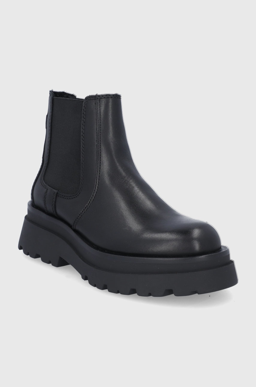 

Кожаные полусапоги Aldo женские цвет чёрный на платформе