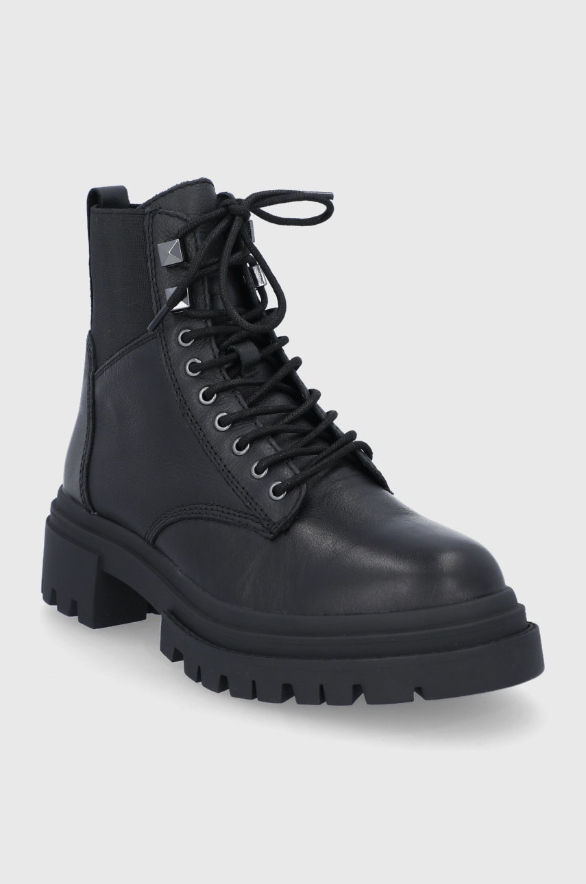

Кожаные полусапоги Aldo женские цвет чёрный каблук кирпичик
