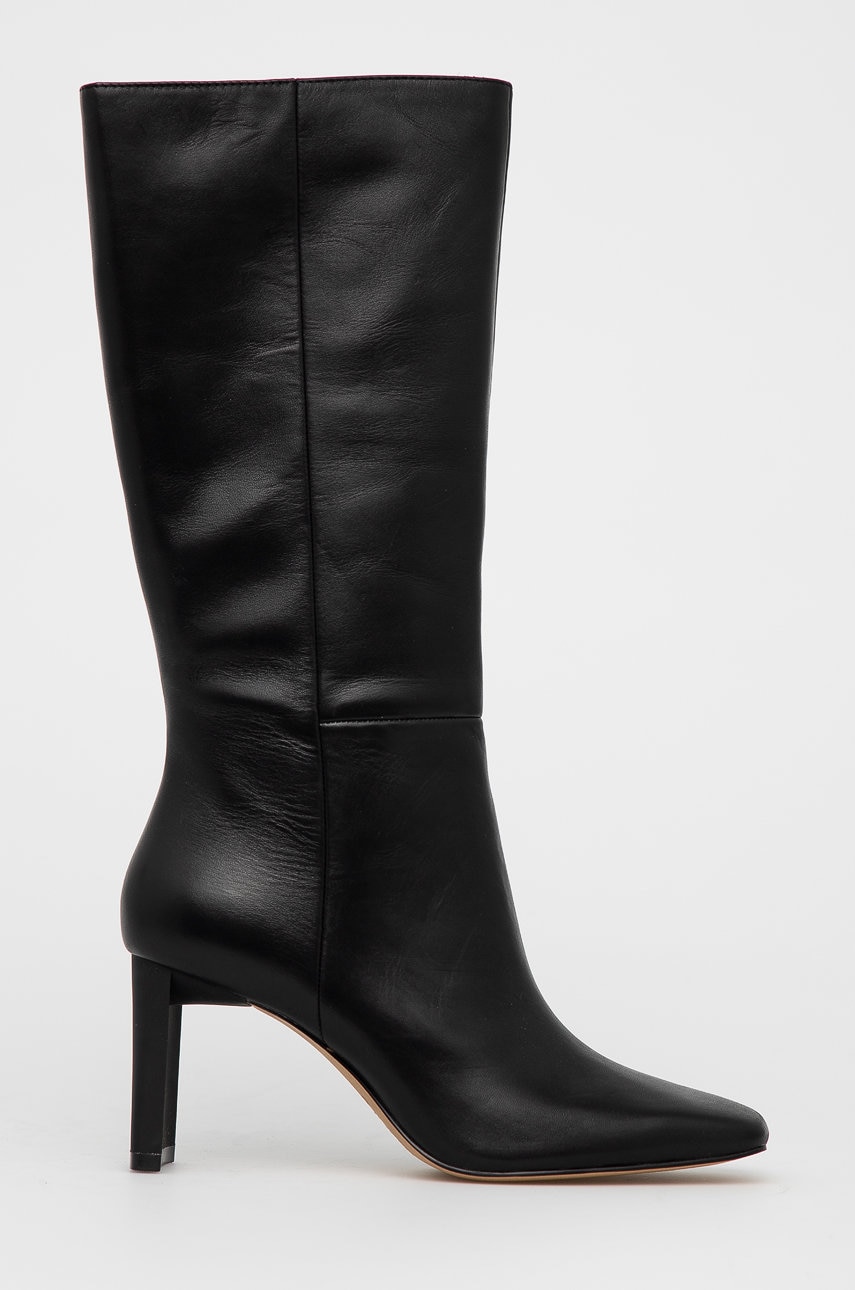 Aldo Ghete de piele femei, culoarea negru, cu toc drept
