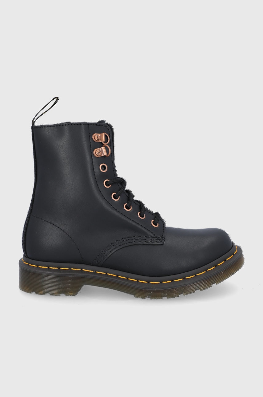 Dr. martens bocanci de piele femei, culoarea negru, cu toc plat 26874001-black.wana