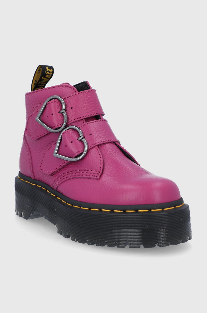 

Шкіряні черевики Dr. Martens Devon Heart жіночі колір рожевий на платформі