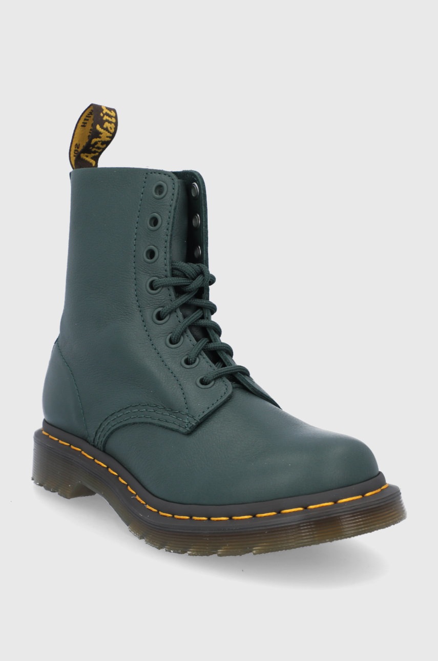 

Шкіряні черевики Dr. Martens жіночі колір зелений на платформі