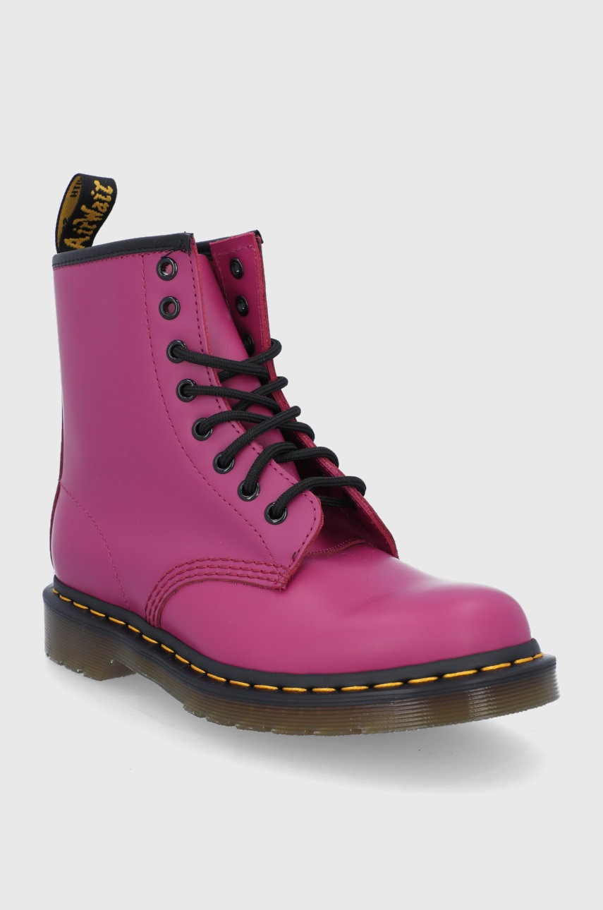 

Шкіряні черевики Dr. Martens жіночі колір рожевий на плоскому ходу
