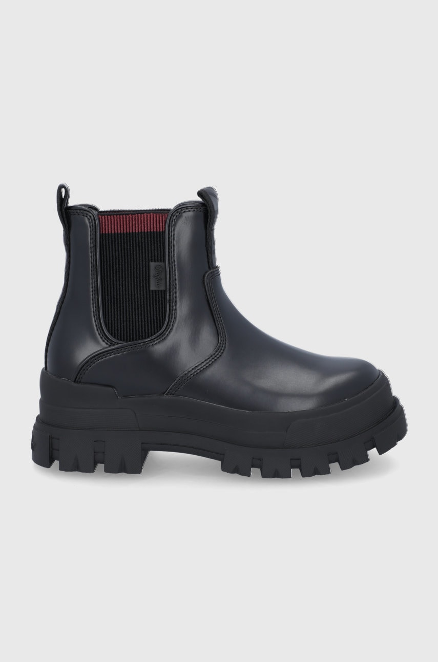 Buffalo cizme femei, culoarea negru, cu platformă