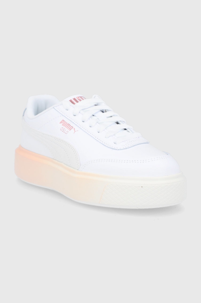 

Шкіряні черевики Puma Oslo Maja Gloaming WN 381895 колір білий на платформі