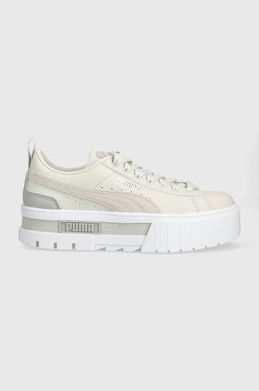 Puma sneakers Mayze Lth culoarea gri, cu platformă 381983