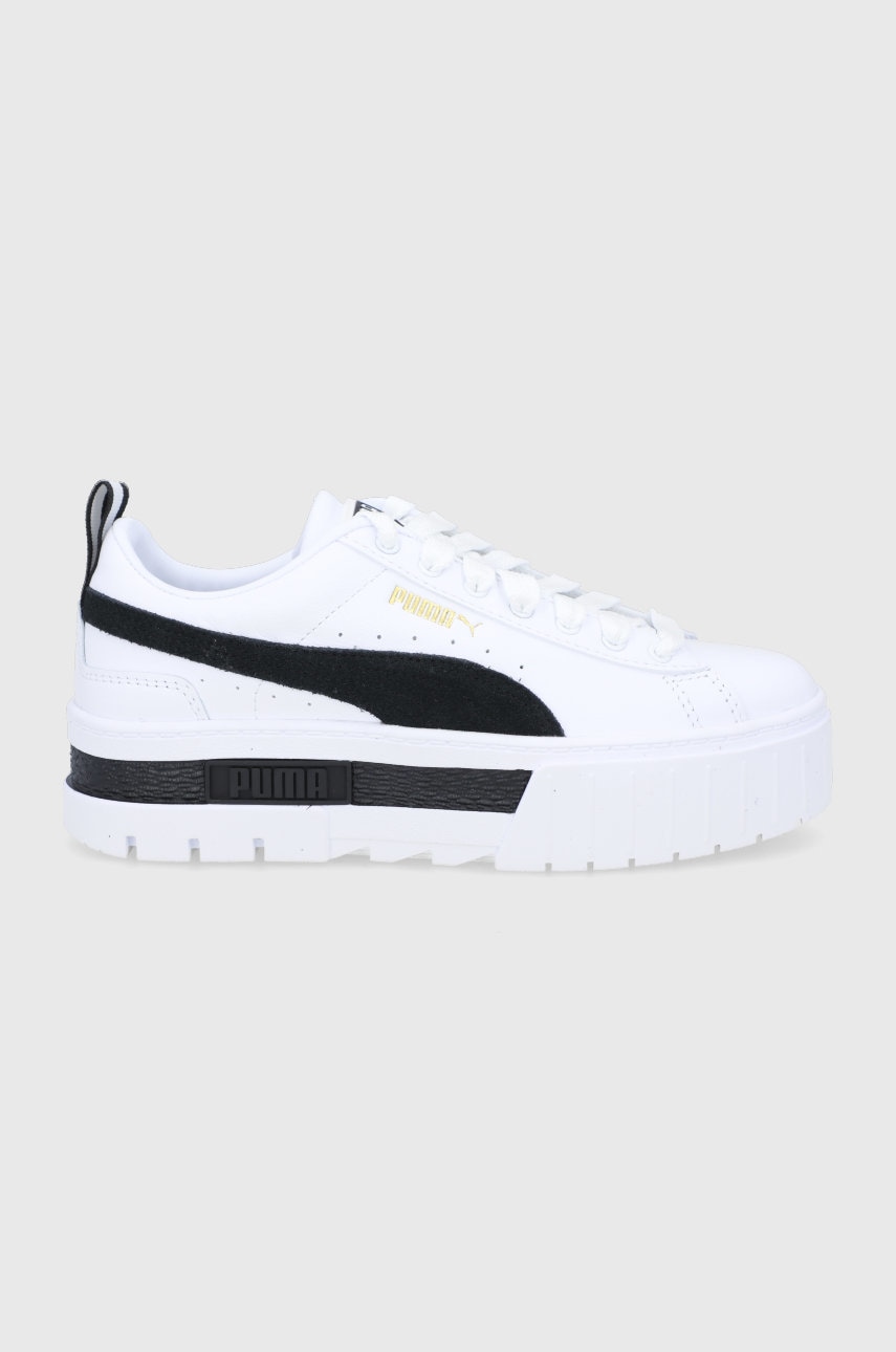 Puma sneakers Mayze Lth culoarea alb, cu platformă 381983