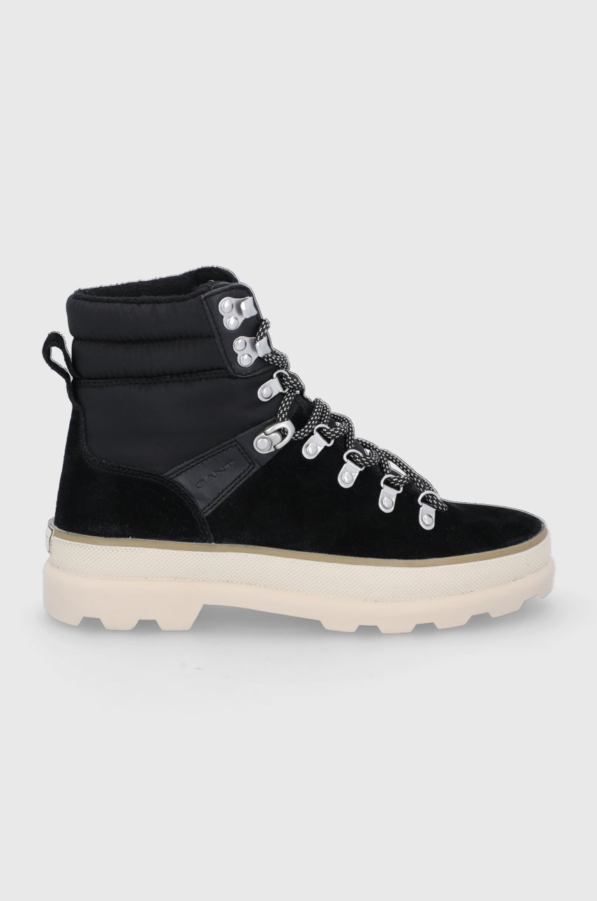 Gant pantofi femei, culoarea negru, cu toc plat, izolare usoara
