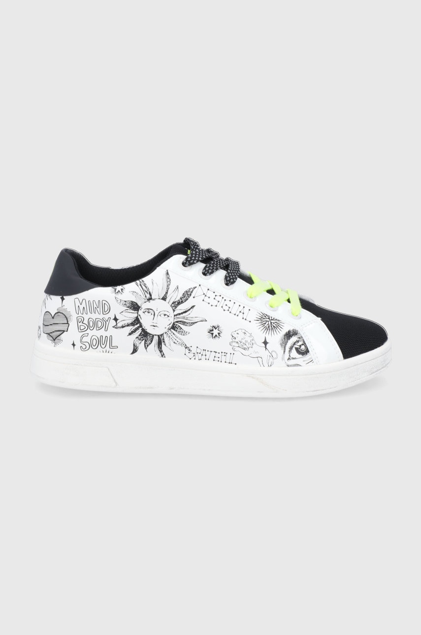 Desigual pantofi culoarea alb, cu toc plat