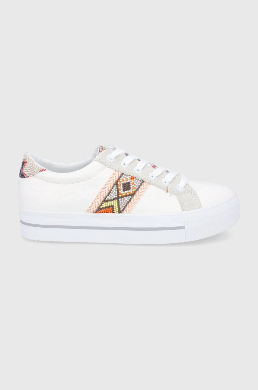 Desigual pantofi culoarea crem, cu platformă
