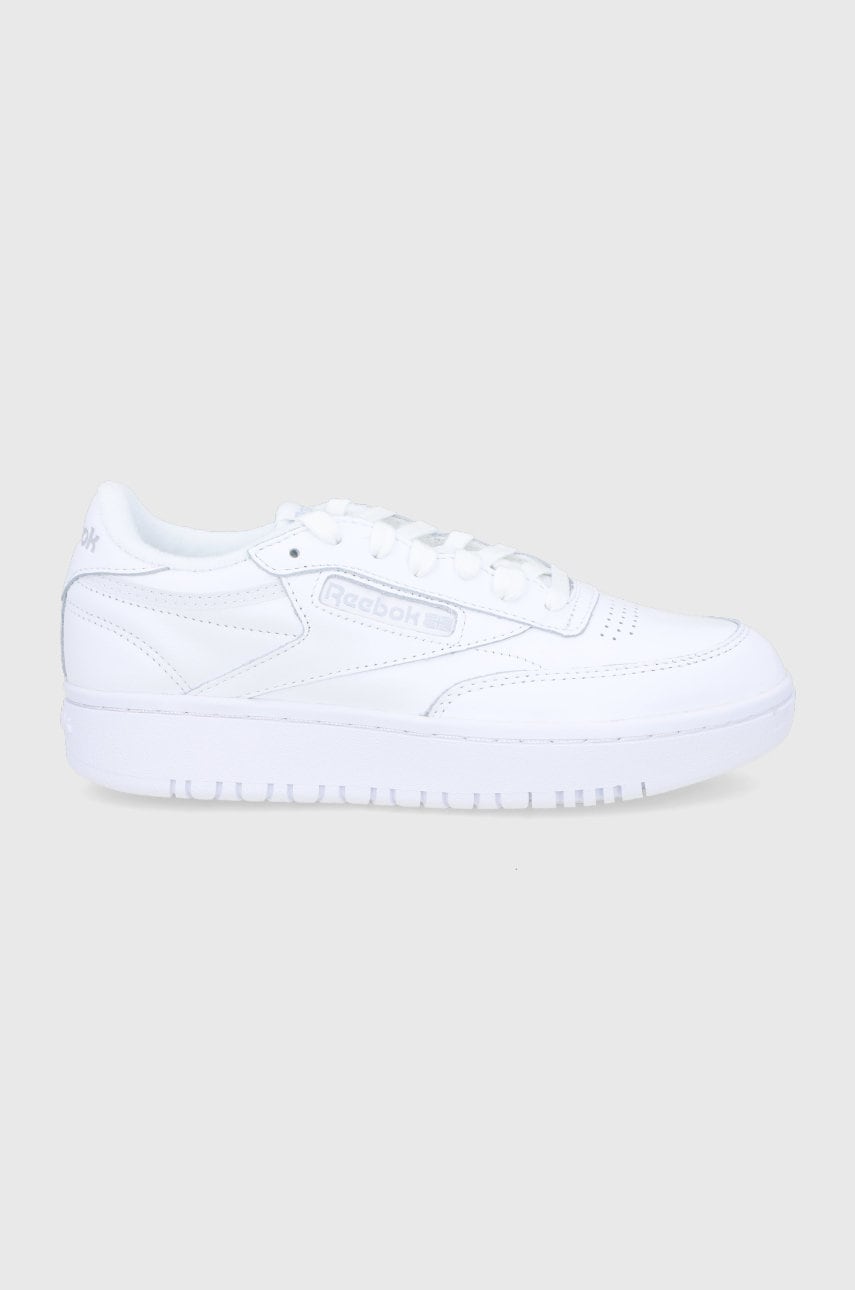 Kožené boty Reebok Classic Club C bílá barva, na plochém podpatku, GW0854.100006321